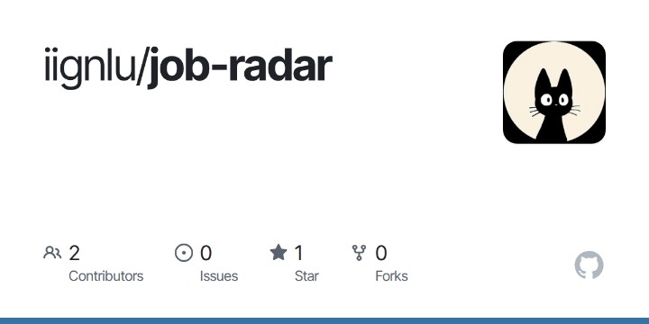 iignlu/job-radar on GitHub — Python, 2 contributors, 1 star